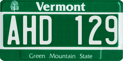 VT license plate AHD129