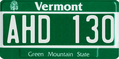 VT license plate AHD130