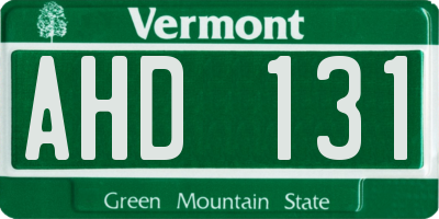 VT license plate AHD131