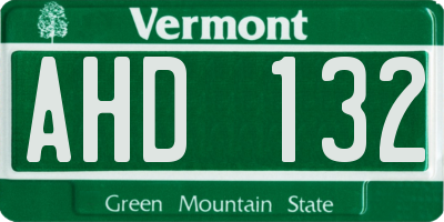 VT license plate AHD132