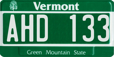 VT license plate AHD133