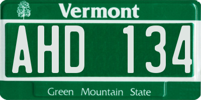 VT license plate AHD134