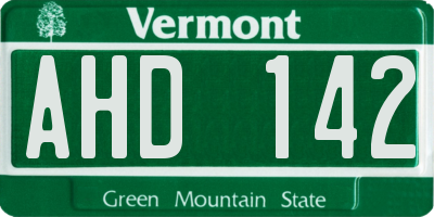 VT license plate AHD142