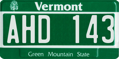 VT license plate AHD143