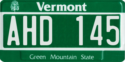 VT license plate AHD145