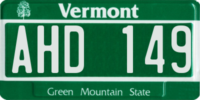 VT license plate AHD149