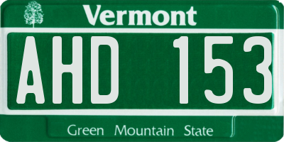 VT license plate AHD153