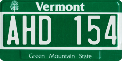 VT license plate AHD154
