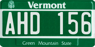 VT license plate AHD156