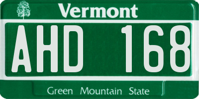 VT license plate AHD168