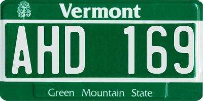 VT license plate AHD169