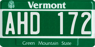 VT license plate AHD172