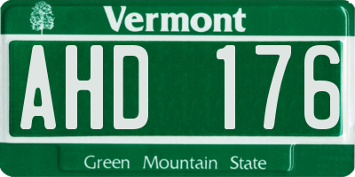 VT license plate AHD176