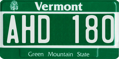VT license plate AHD180