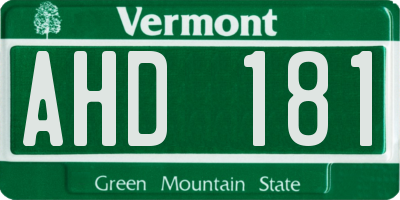 VT license plate AHD181