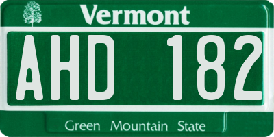 VT license plate AHD182