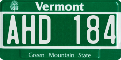 VT license plate AHD184
