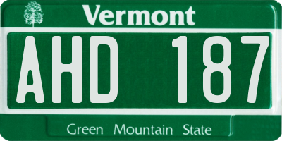 VT license plate AHD187