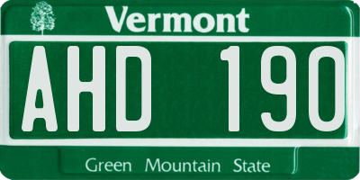 VT license plate AHD190