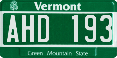 VT license plate AHD193