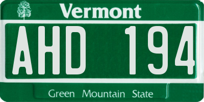 VT license plate AHD194