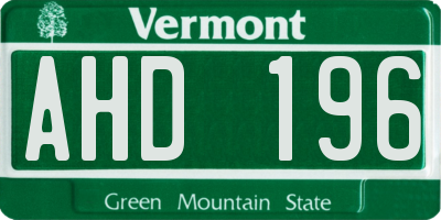 VT license plate AHD196