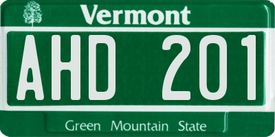 VT license plate AHD201