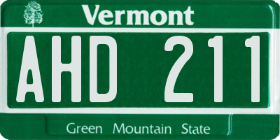 VT license plate AHD211