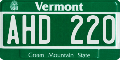 VT license plate AHD220