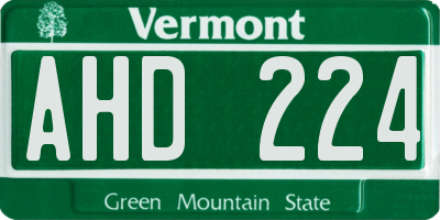 VT license plate AHD224