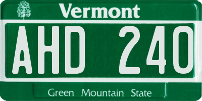 VT license plate AHD240