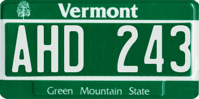 VT license plate AHD243