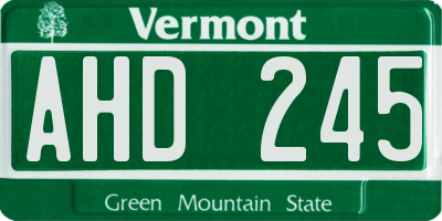 VT license plate AHD245