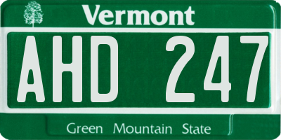 VT license plate AHD247