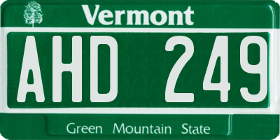 VT license plate AHD249