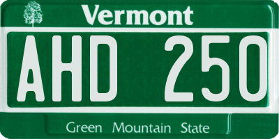 VT license plate AHD250