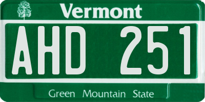 VT license plate AHD251