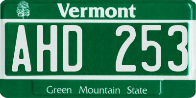 VT license plate AHD253