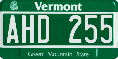 VT license plate AHD255
