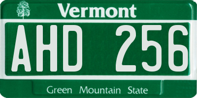 VT license plate AHD256