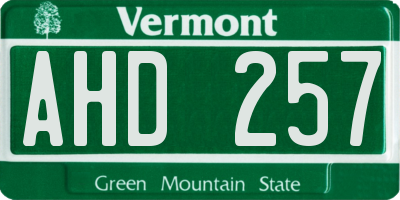 VT license plate AHD257