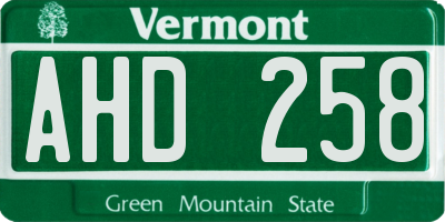 VT license plate AHD258