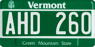 VT license plate AHD260