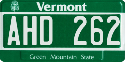 VT license plate AHD262