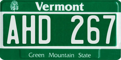 VT license plate AHD267