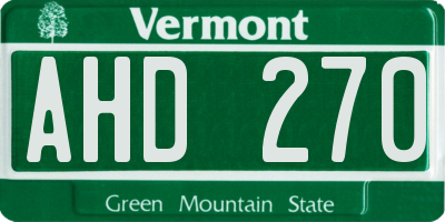 VT license plate AHD270