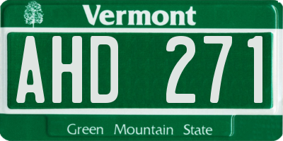 VT license plate AHD271