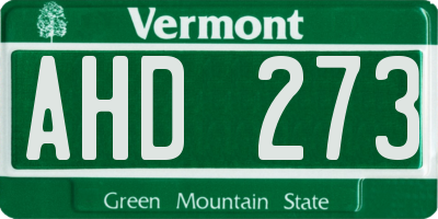 VT license plate AHD273