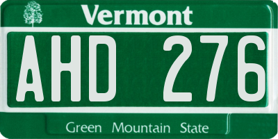 VT license plate AHD276