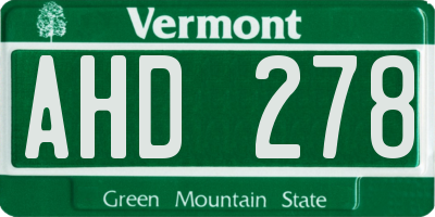 VT license plate AHD278